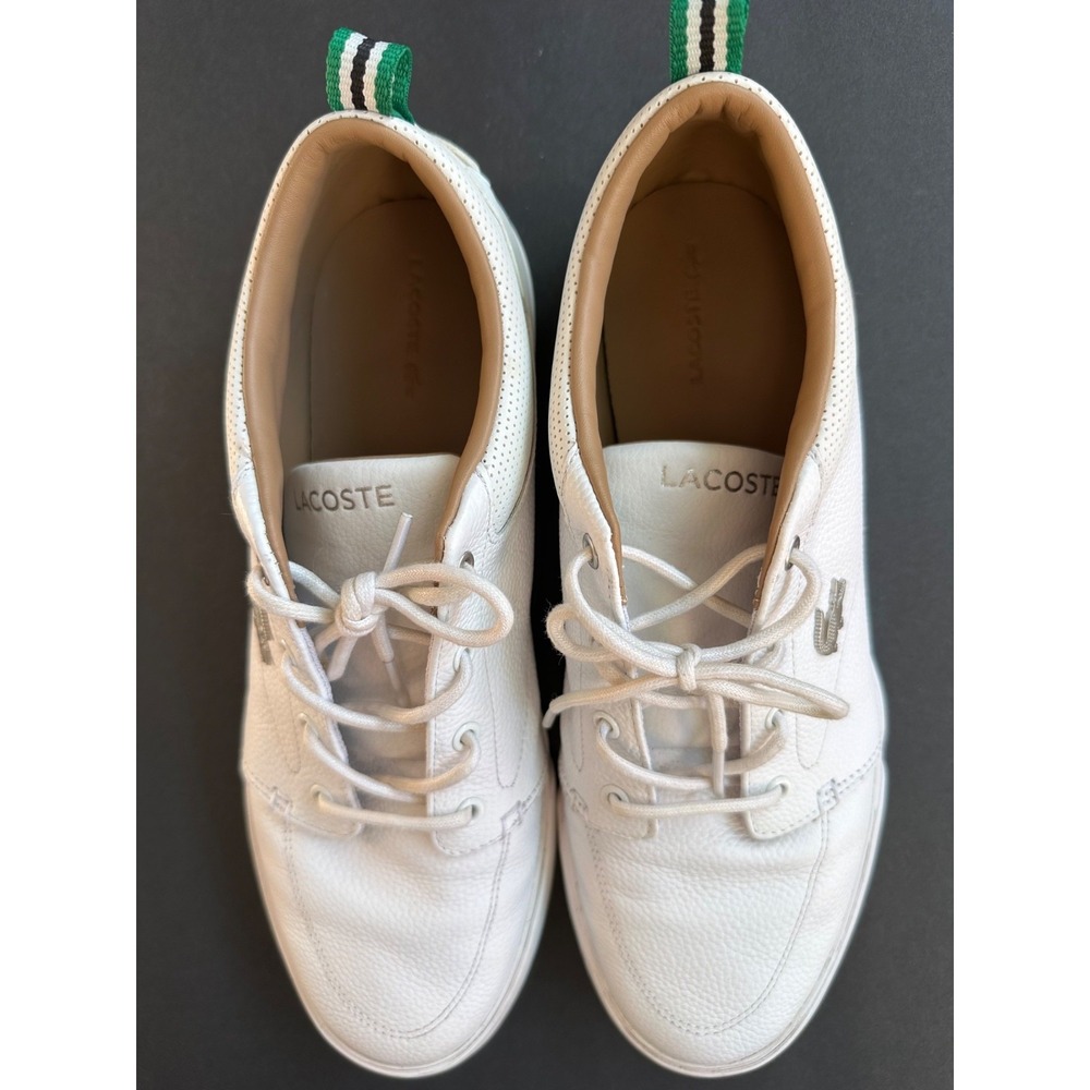 Lacoste BAYLISS 119 1 U White Leather Sneakers Casual Shoes Mens US 10 EU 43 Tie